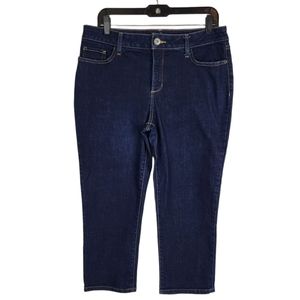 St John's bay women's Dark blue wash stretchy cropped jeans size 10